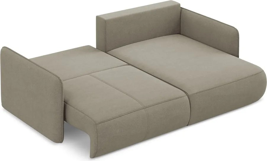 Divano angolare beige allungabile/con contenitore (con penisola a destra) Nanea – Makamii