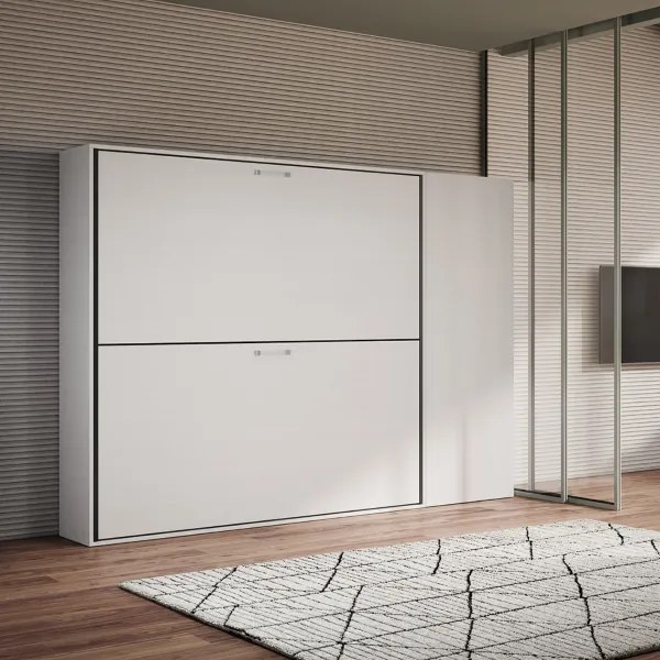 Letto a castello NABOR a scomparsa Bianco Frassino Composizione H