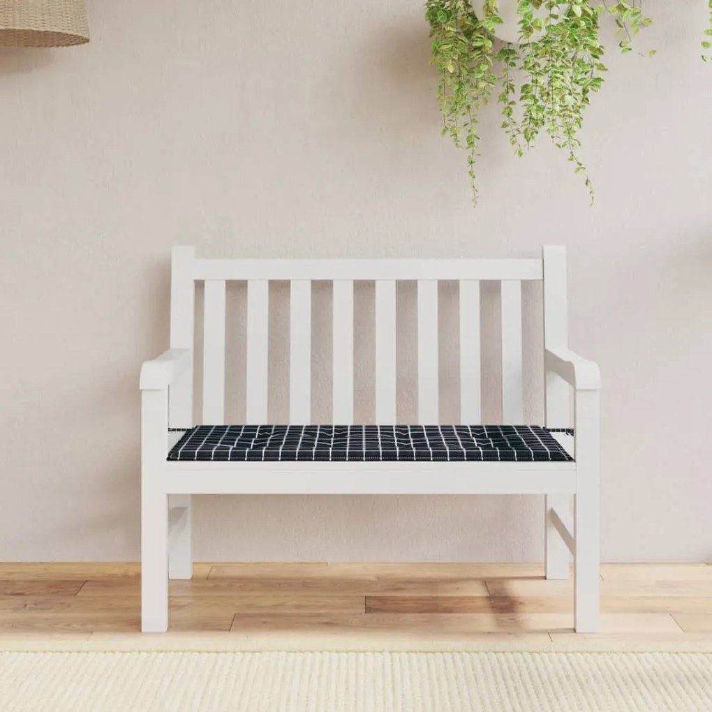 Cuscino Panca Giardino A Quadri Nero 120x50x3cm Tessuto Oxford /