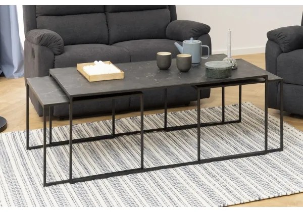 Set di tavolini da caffè ALMA 3 pz antracite