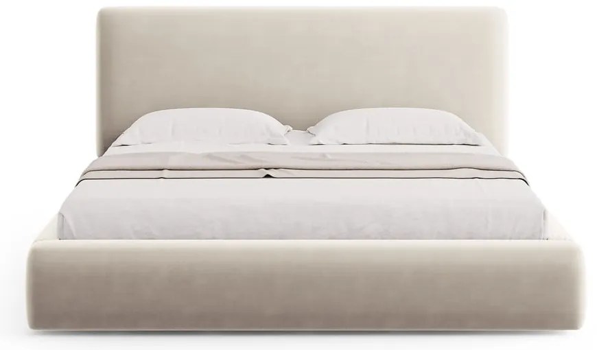 Letto matrimoniale imbottito beige con vano contenitore e doghe 160x200 cm Colonel - Cosmopolitan Design