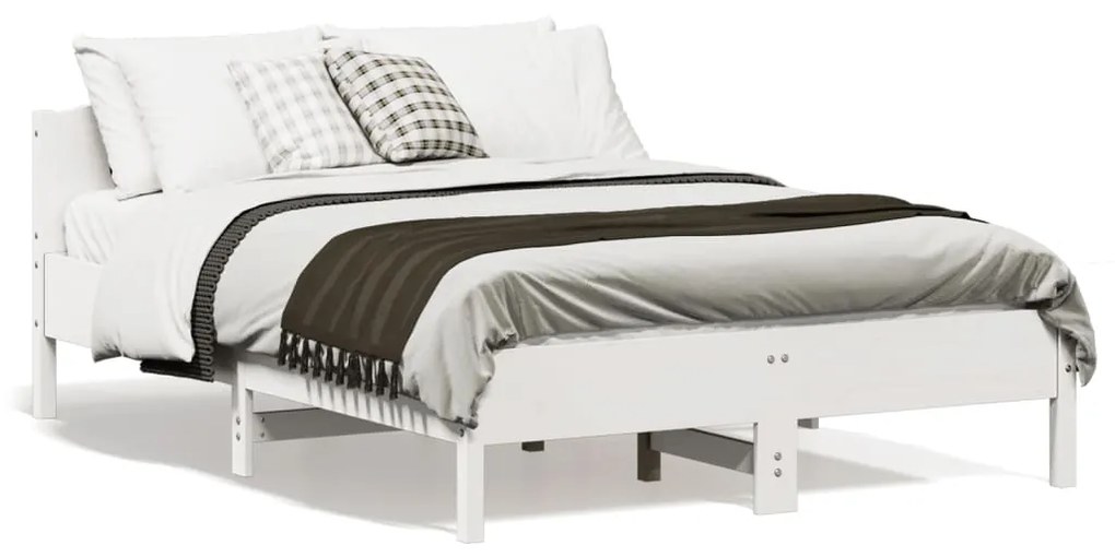 Letto Senza Materasso Bianco 140x190 Cm Legno Massello Di Pino /