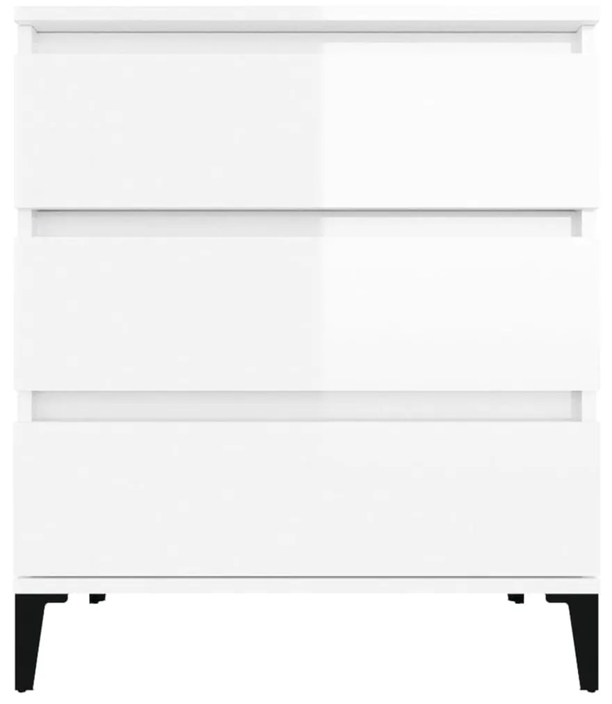 Credenza bianco lucido 60x35x70 cm in legno multistrato