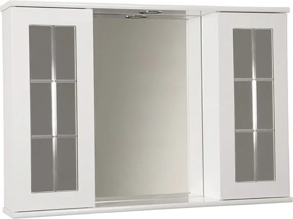 Specchiera bagno Bianco Lucido 92 cm a 2 ante inglesina con luce LED