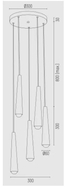 Argon 2103 - Lampadario su filo HOLLYWOOD 5xE14/7W/230V nero