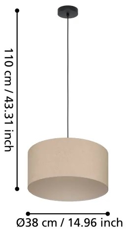 Eglo 900859 - Lampadario a sospensione con filo FENIGLIA 1xE27/40W/230V