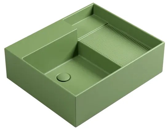Lavabo da appoggio Nobu rettangolare in ceramica L 60 x H 21 x P 50 cm verde opaco