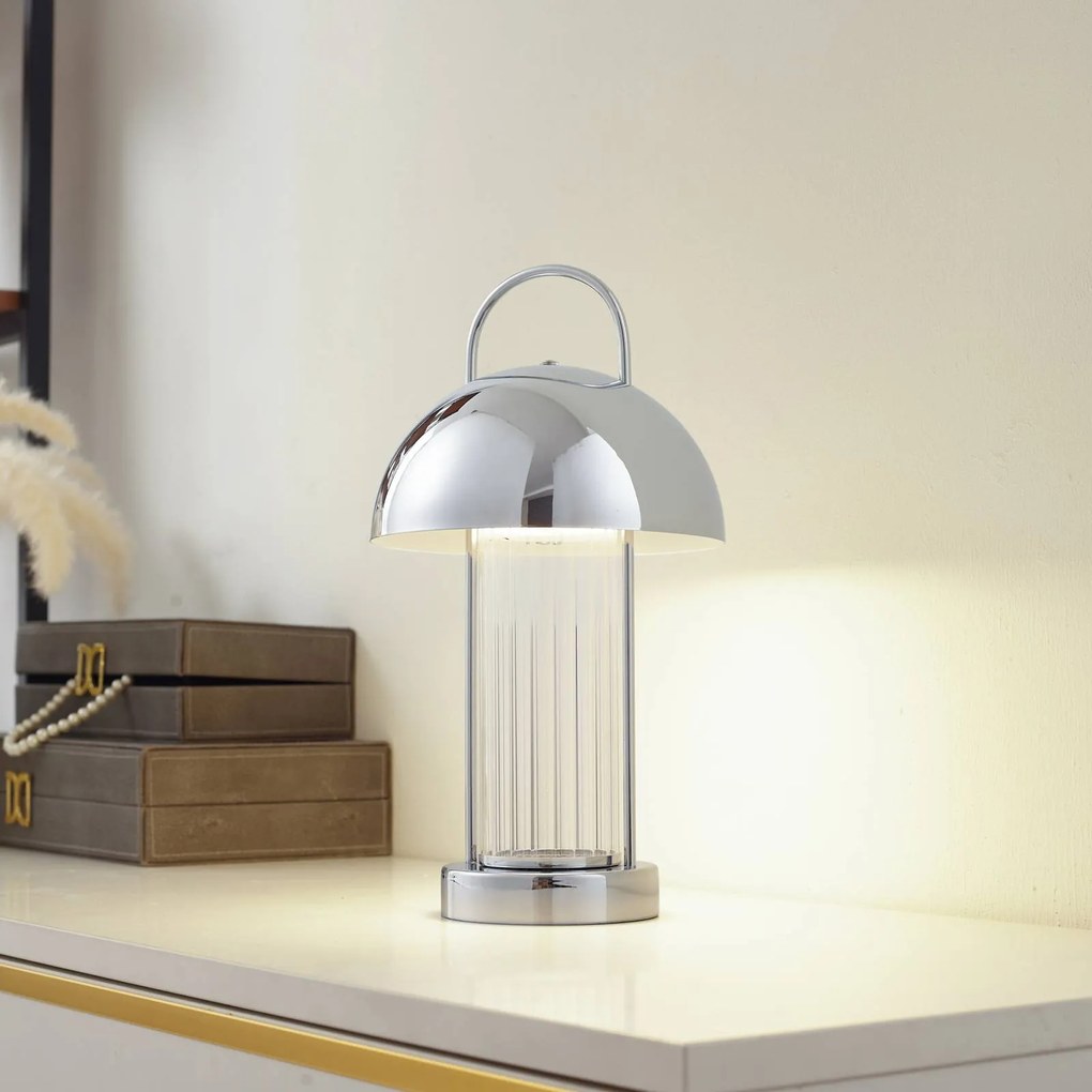 Lampada da tavolo a LED Mareli Lindby, dimmerabile, Cromo / Argento, Soggiorno / Sala da pranzo, Metallo, Moderno, Lampada da tavolo LED