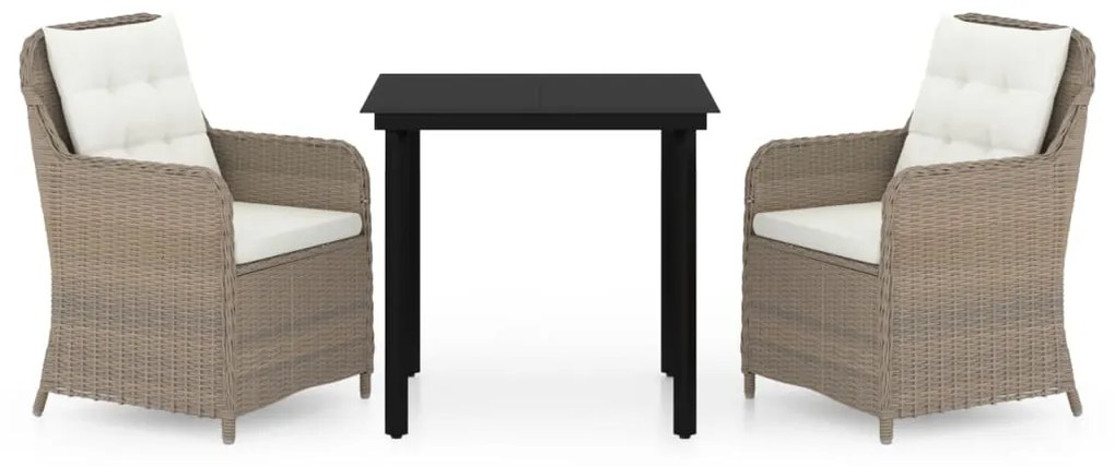 Set mobili da pranzo per giardino 3 pz marrone