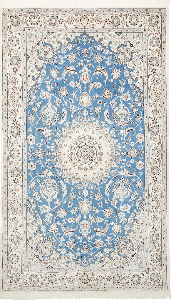 Nain Tappeto persiano 230x140 Blu (Iran) Annodato A Mano