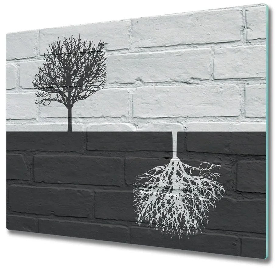Tagliere in vetro temperato Alberi sul muro 60x52 cm