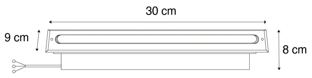 Set di 4 faretti da incasso a terra moderni in acciaio 30 cm con LED IP65 - Eline