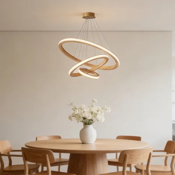 Brilagi - Lampadario LED a sospensione su cavo UMEA WOOD, 45W/230V, Ø 60 cm, in legno di Hevea