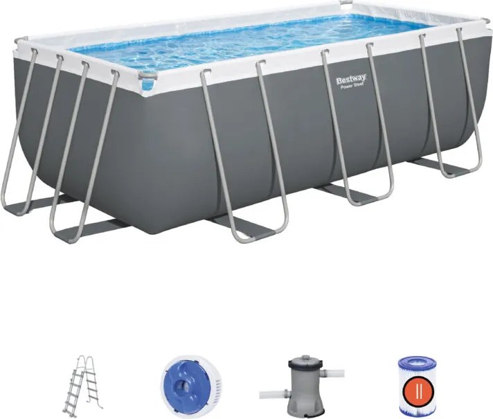 Piscina 56456 5 Power Steel Rettangolare Accessoriata Grigio c - Bestway