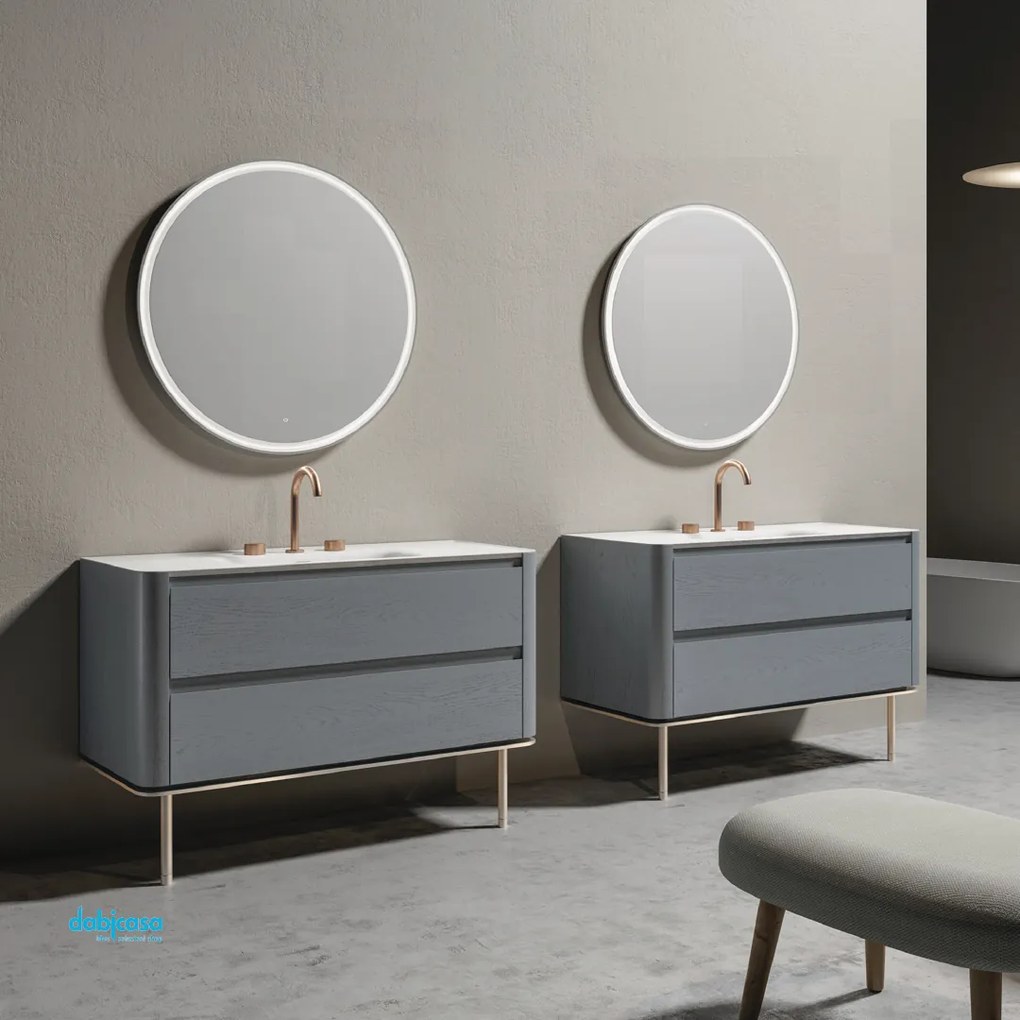 Mobile Bagno Da Terra "Gorgeous" Da 120 Cm Composto Da Due Cassetti Finitura Grigio