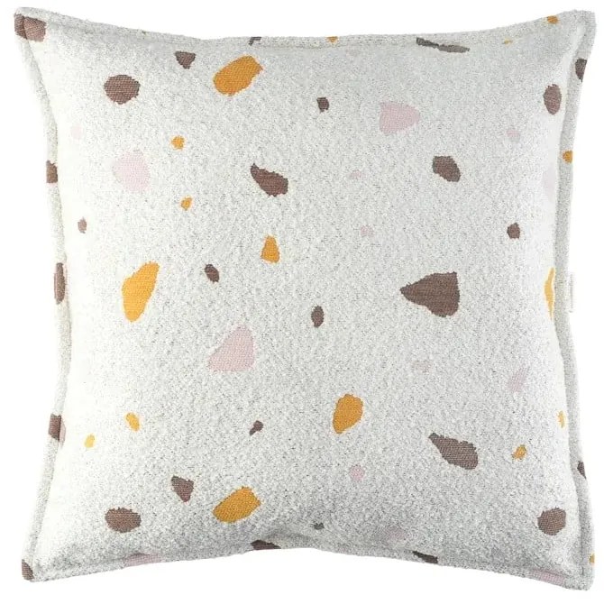 Cuscino per divano da bambini color crema con rivestimento in bouclé e ciniglia Terrazzo Block – Wigiwama