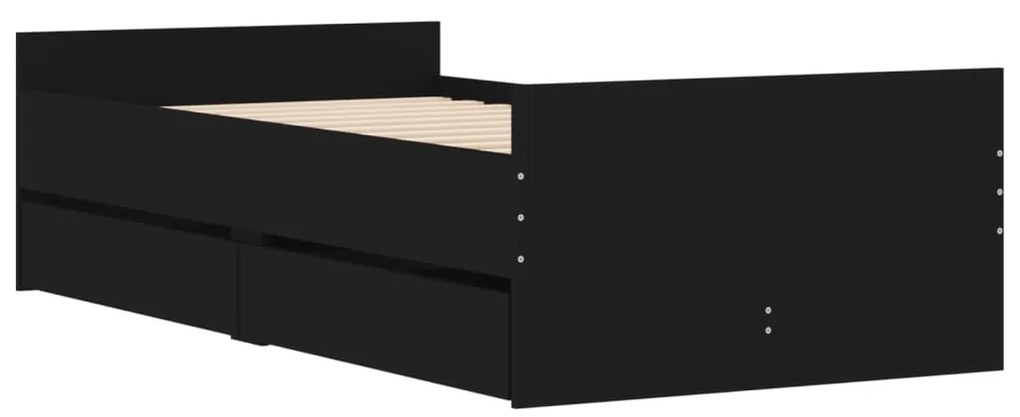 Giroletto nero con cassetti 75x190 cm small single