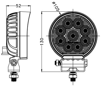 LED Faretto per macchina BLACK LED/36W/10-30V IP69 5700K arrotondato