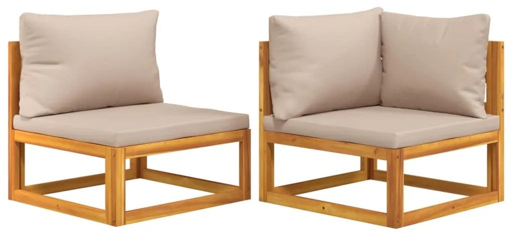 Set divani da giardino 2pz con cuscini legno massello acacia