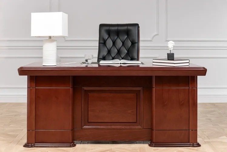 Scrivania presidenziale ufficio 180 cm in legno marrone noce PRESTIGE B630-Arrediorg.it