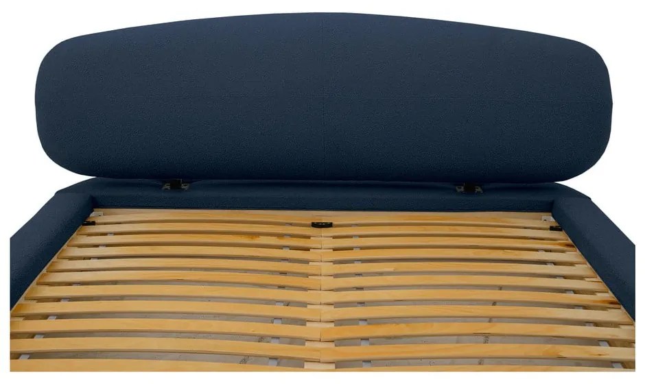 Letto matrimoniale imbottito blu scuro con doghe in legno 160x200 cm Odette - Scandic