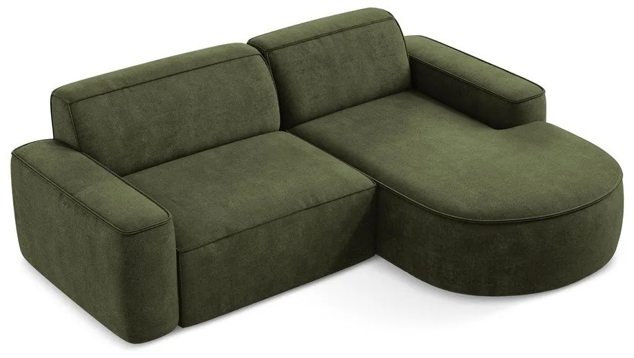Divano angolare verde (con penisola a destra/con chaise lounge) con rivestimento in ciniglia Omao – Makamii