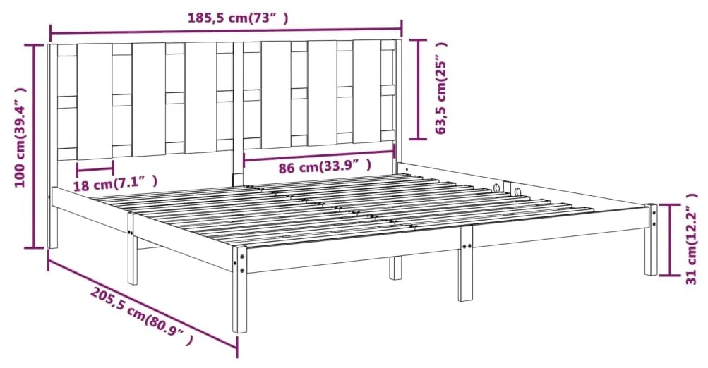 Giroletto Grigio in Legno Massello 180x200 cm Super King