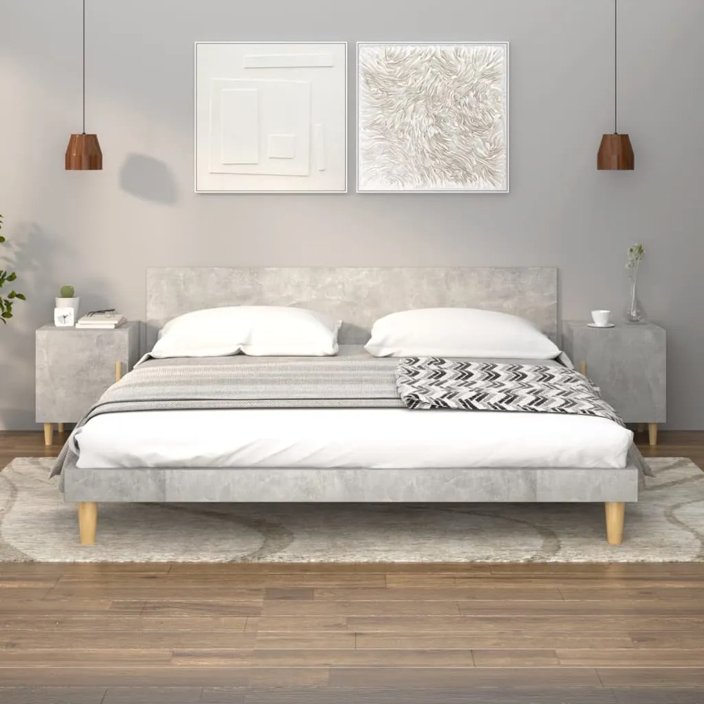 Comodini 2 Pz Grigio Cemento İn Legno Multistrato /