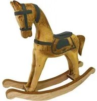 Cavallo a dondolo legno verde acqua marrone cm38x8h33,5