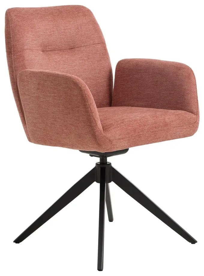 Sedia da pranzo rosa in imbottito con braccioli Roxana – Unique Furniture