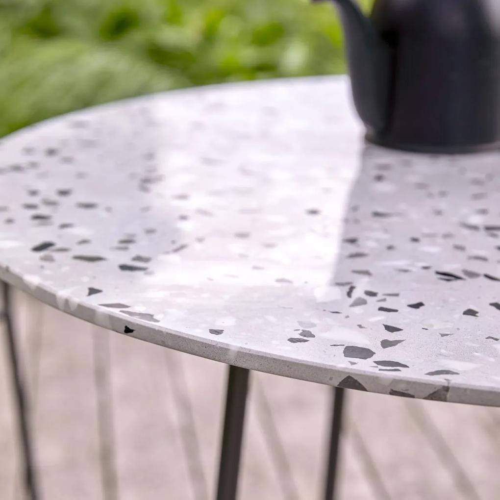 Tikamoon - Tavolo rotondo da giardino terrazzo premium e metallo 90 Elio grey