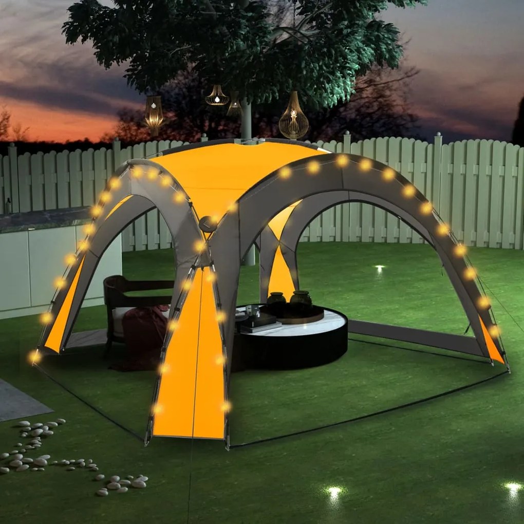 Tenda Per Feste Con Led E 4 Pareti 3,6x3,6x2,3 M Gialla /