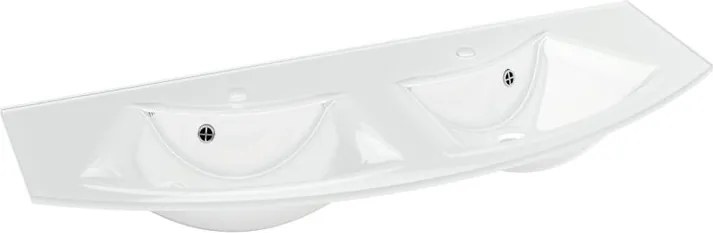 Lavabo a incasso ovale doppia vasca L 131 x H 1.2 x P 51.5 cm in vetro bianco lucido