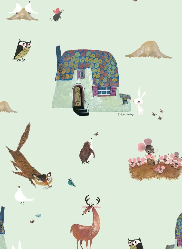 KEK Amsterdam Carta da parati Forest Animals - Green