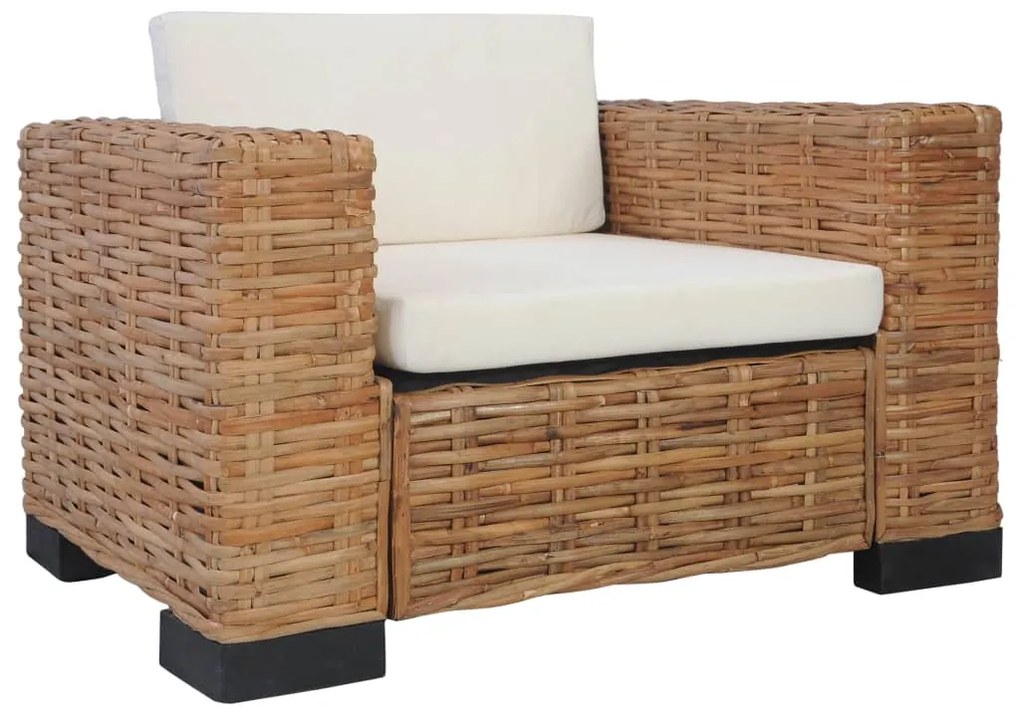 Set divani 2 pz con cuscini in rattan naturale