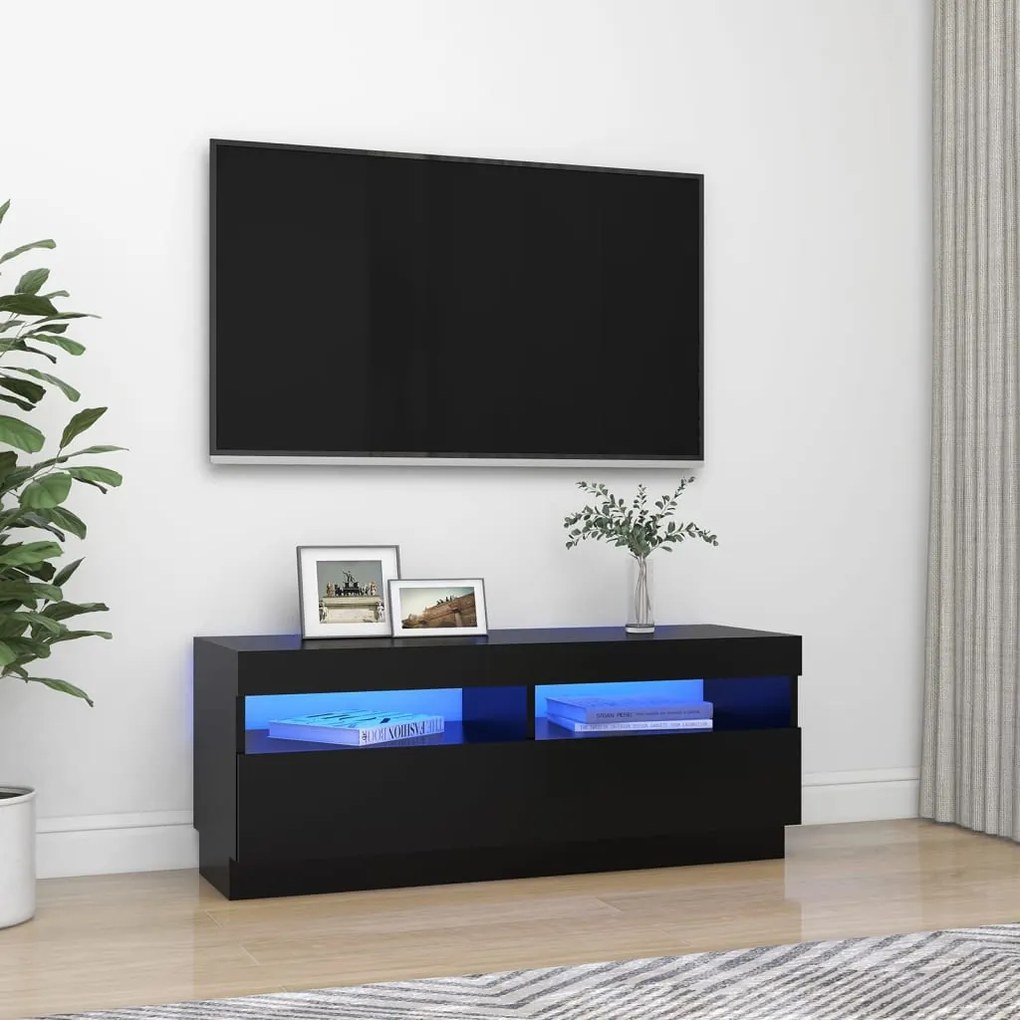 Mobile Porta Tv Con Luci Led Nero 100x35x40 Cm /
