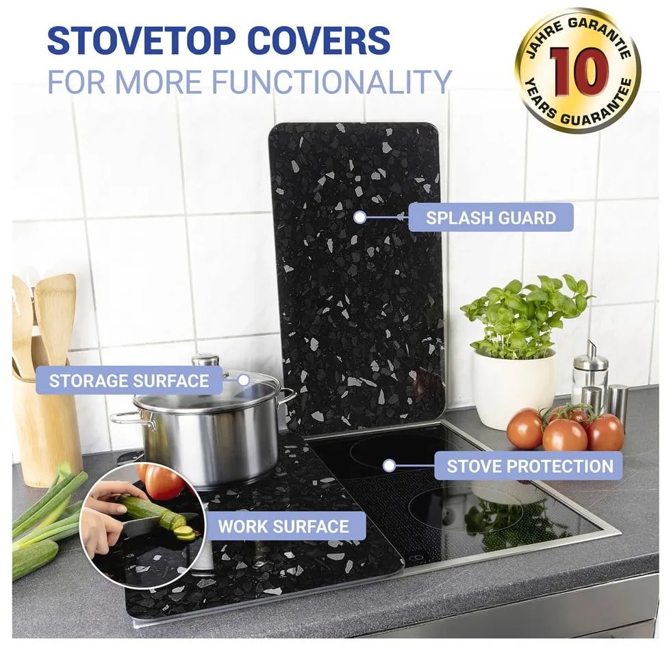 Set di 2 copri stufe in vetro nero Universal - Wenko