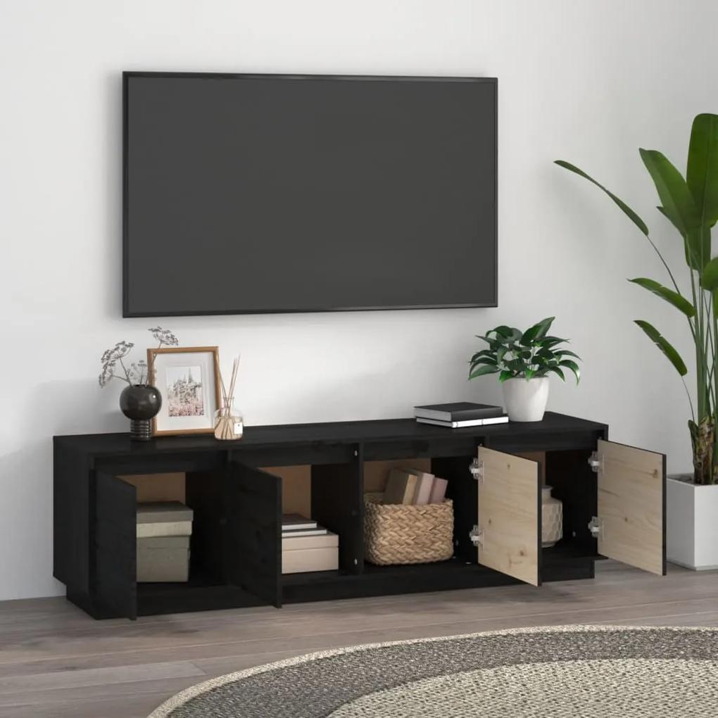 Mobile porta tv nero 156x37x45 cm in legno massello di pino