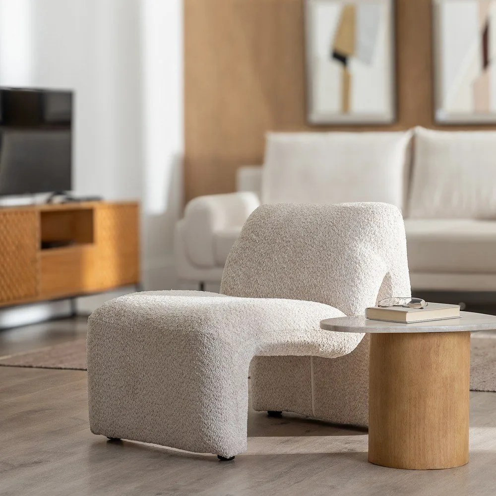 Poltrona beige in tessuto bouclé - Ixia