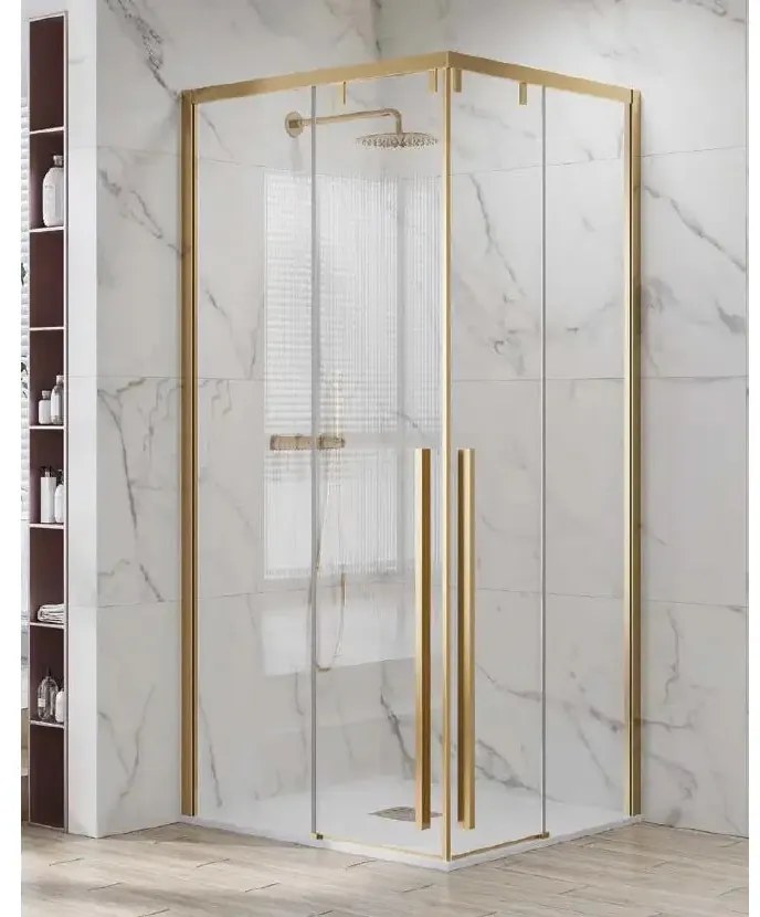Box Doccia Soft-Close H200 8mm Anticalcare Profili Oro Spazzolato