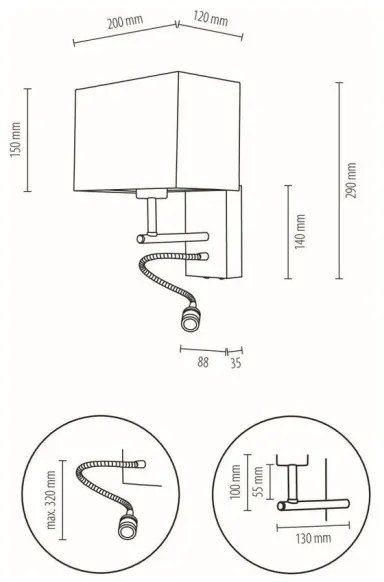 Spot-Light 57290974 - Lampada flessibile a LED BOHO 1xE27/25W + LED/1W/230V rovere