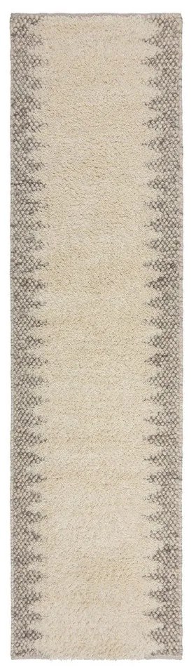 Passatoia in misto lana intrecciata a mano color crema 60x230 cm Minerals Border - Flair Rugs