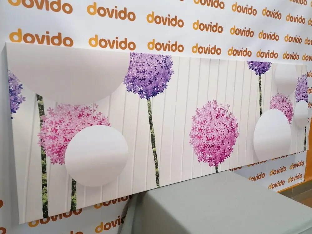 Quadro su tela – Fiori interessanti con elementi e motivi astratti