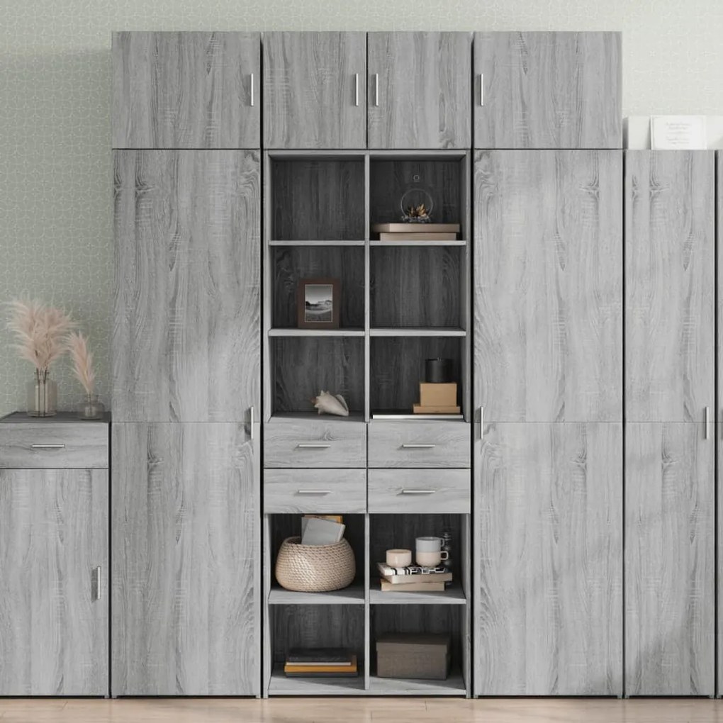 Credenza grigio sonoma 70x42,5x185 cm in legno multistrato