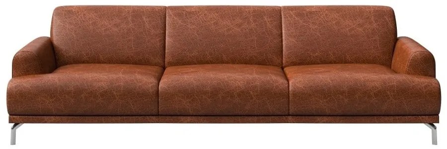 Divano in pelle rosso-marrone, 240 cm Puzo - MESONICA