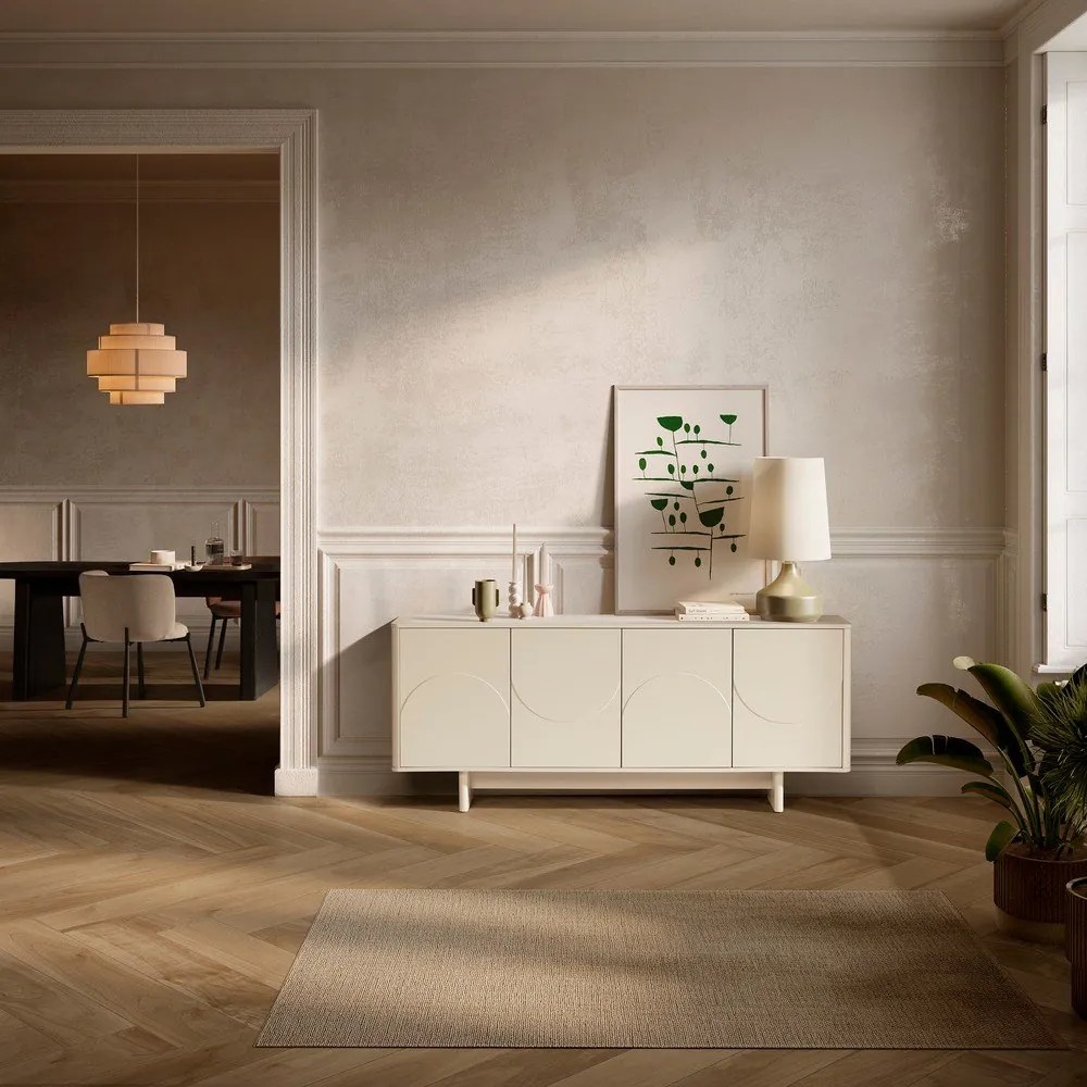 Cassettiera color crema 180x75x40 cm Solei – MOME