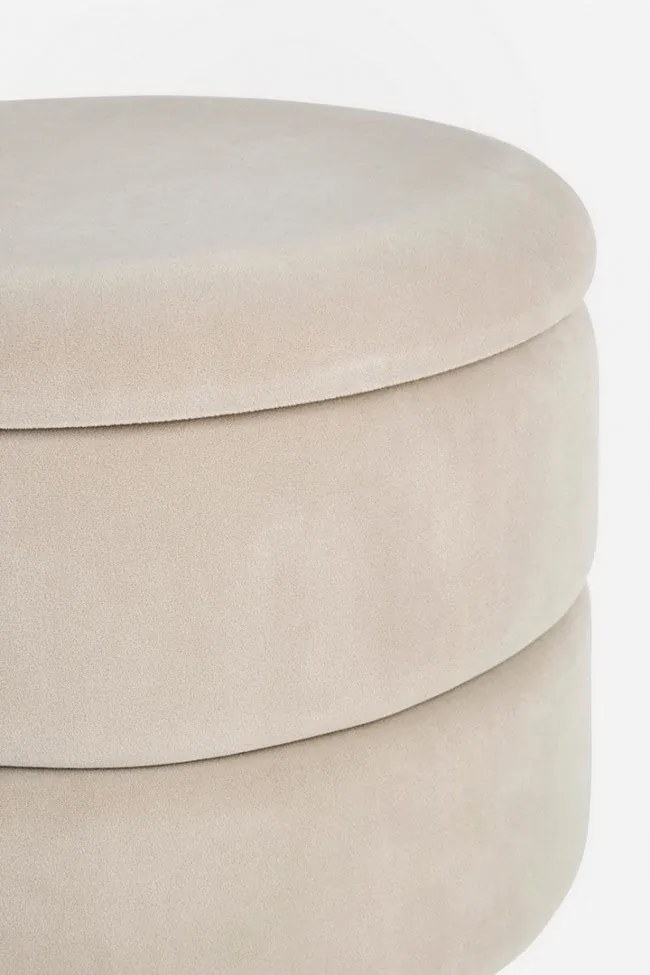 Sgabello Contenitore Pavlina Beige Imbottito in Tessuto effetto Velluto...