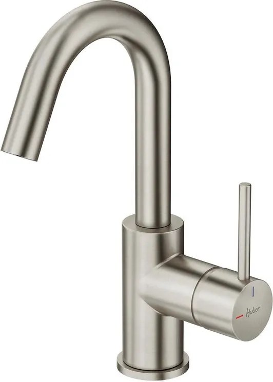 Rubinetto per lavabo getto laminare cristallino TAYRONA nichel satinato HUBER H 26.4 cm