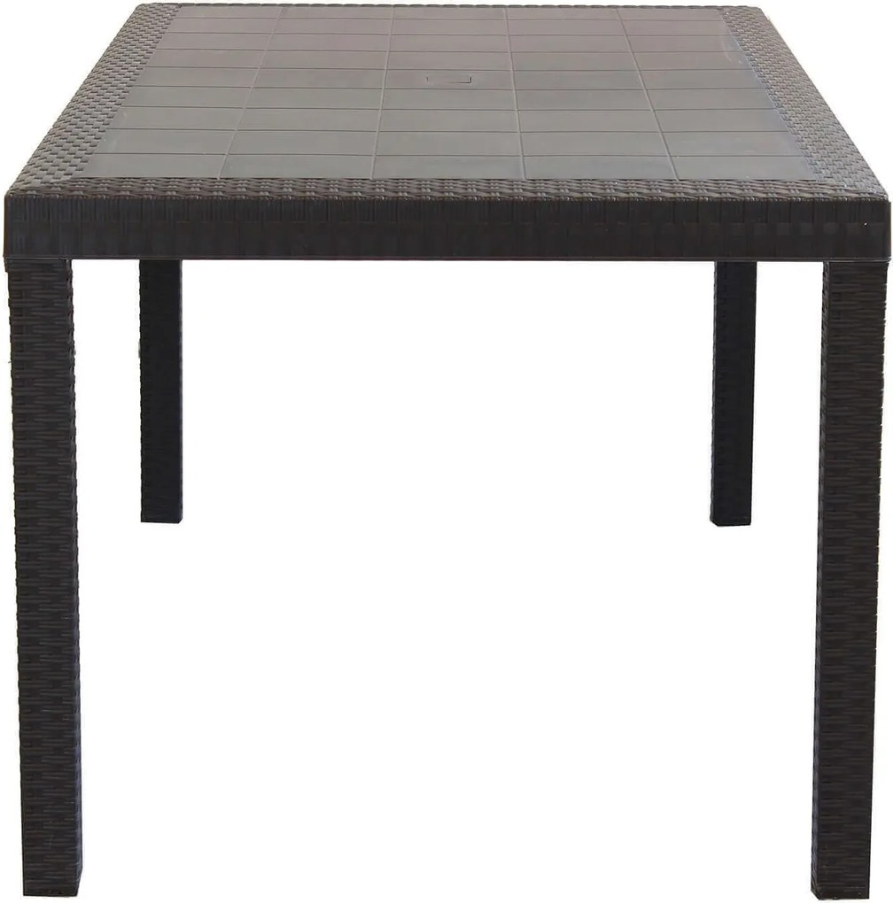 CALIGOLA - set tavolo in resina effetto rattan cm 150 x 90 x 74 h con 6 sedie Alma