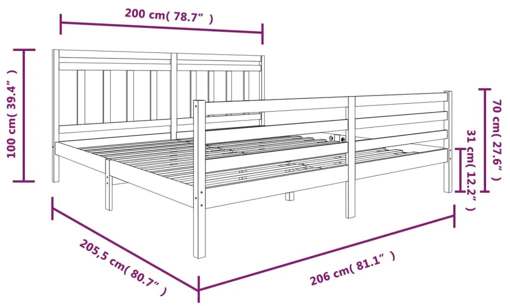 Giroletto Nero in Legno Massello 200x200 cm